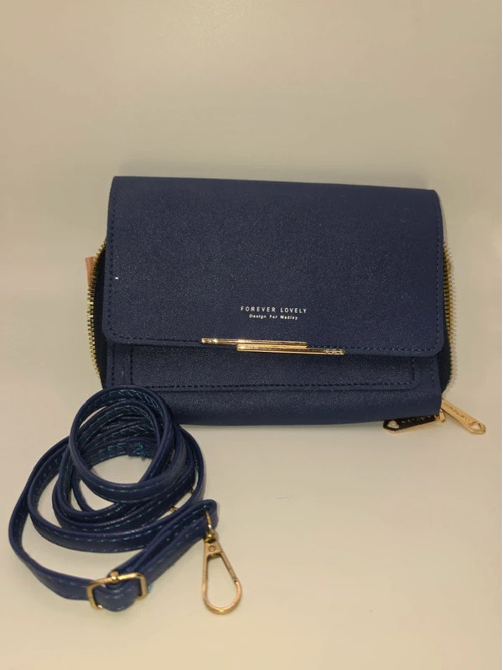 Forever Lovely "Design For Madley" Navy Blue Crossbody Phone Bag Wallet Clutch